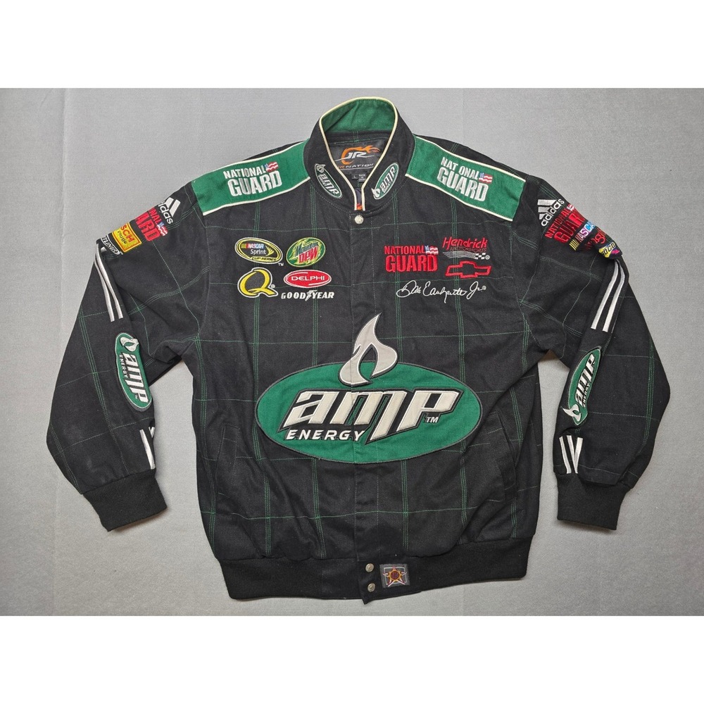 JR Nation Dale Earnhardt Jr Amp Energy Racing Jacket Mens Large Black NASCAR Zip